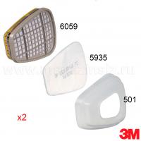 Комплект 3M фильтр 6059 + предфильтр 3M 5935+ крепление 3M 501 (аналог фильтра 3M 6099) (7000030099)